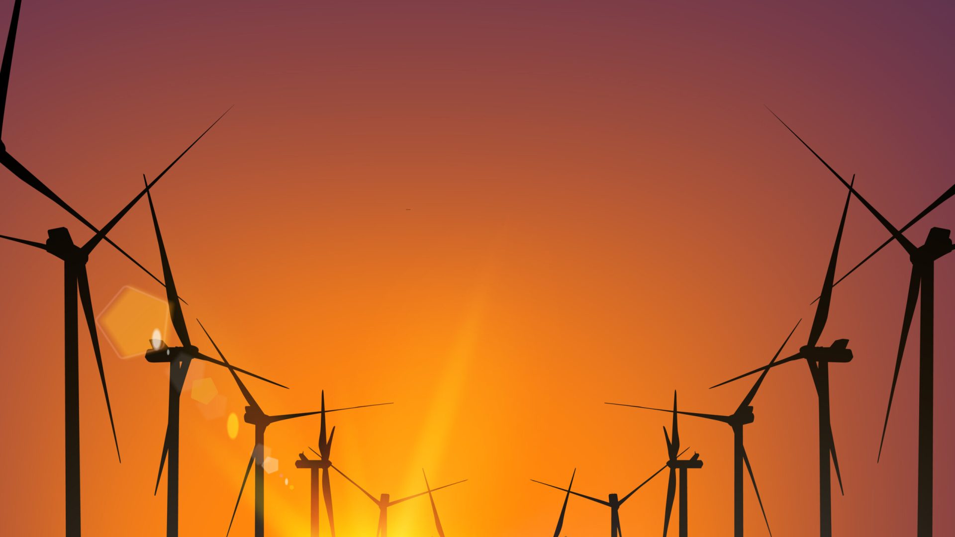 Electrical windmill Electrical windmill generators over Sunset. Vector Illustration.